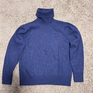 Women Bartolini Blue Merino Wool Cowl neck Sweater. Sz S